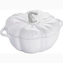 STAUB Cast Iron Dutch Oven 3.5-qt Pumpkin Cocotte with Stainless Steel Knob, Made in France, Serves 3-4, White