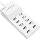 USB Charging Stations 60w12A 10 Ports Multiple Charging Block/Power USB Strip for iPhone Android Smartphone Tablet Smart Watch AirPods Samsung and Multiple Charger Plug