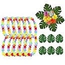 SIMUER 48 Pièces Tropical Party Décoration Fournitures, Leis FleursTropical Palmtera Feuilles de Feuilles et Fleurs d'hibiscus Hawaiian Luau Partie décorations de fête Fournitures