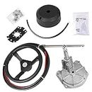 Togarhow 12 Feet Outboard Durable Marine Steering System Complete Accessory Kit Quick Connect Rotary Steering System Flat Interface 12' with 13.0" Wheel