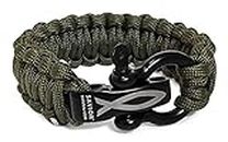 Savior Survival Gear Paracord Bracelet with Stainless Steel Adjustable Shackle (Army Green, 9)
