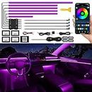 TWETIZ Acrylic Interior LED Strip Light for Car with Wireless APP, RGB 14 in 1 with 175 inches 593 LEDs Fiber Optic Ambient Lighting Kits, 16 Million Colors Sync to Music Function LED Strip for Car