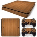 Calcomanía de recubrimiento de madera para consola PS4 SLIM VINILO ENVOLVENTE + juego de 2 revestimientos de controlador