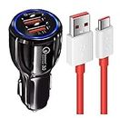 30W Car Charger for Sam-Sung Galaxy S9+ Original QC Adapter Type C 3.0A High Speed Fast Turbo Charge QC 3.0 Smart Dualport with 1m Type-C Red Dash Charging & Sync Cable (Black, RV.C)