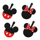 Disney Mickey Mouse and Minnie Mouse Luggage Tags PVC 4-Piece Set - Mickey and Minnie Suitcase Tags and Travel Tags - Disney Luggage Tag