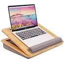 Lap Desk, COIWAI Lapdesk with Adjustable Tilt Angle, Bamboo Lap Desk for Laptop with Cushion, Laptop Stand with Tablet Phone Slot Holder, Portable Table Bed Tray for Couch Car Home Office Writing Book