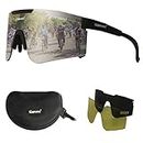 Polarized Sports Sunglasses Cycling Glasses Driving Shades (6. Black Temple, Silver Lens)
