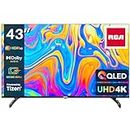 RCA 43 Inch QLED UHD Smart TV, 4K HDR10 Tizen OS TV with Samsung TV Plus Youtube Netflix Motion Mode Dolby MS12, 3 x HDMI 2 x USB WiFi Bluetooth, Large Screen TV for Living Room Home Office