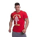 Gold's Gym GGTS002 Mens Workout Training Tee Muscle Joe Short Sleeve Sports T-Shirt, Red, XL