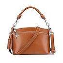 S-ZONE Small Genuine Leather Top Handle Handbags for Women Shoulder Bag Crossbody Purse