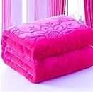 MIRAVU Velvet Floral Embossed Super Soft Skin Friendly, Lightweight, Fade Resistant, Breathable Double Bed Mink Blanket (Pink, 90x90 Inch)