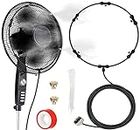 DIY Crafts Only Fan Misting Kit For Mist Sprayers Outdoor Misting Gardening System Misting PE Fan Rings Mist Nozzle Lawn Veranda (2 Heads, Included Pipe Faucet Connector Accessory)