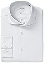 Isaac Mizrahi Men's Slim Fit Solid Broadcloth Cut Away Collar Dress Shirt, White, 15.5" Neck 32"-33" Sleeve