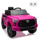 Ride on Truck Car, 12V Licensed Toyota Ride on Car with Remote Control, Battery Powered Electric Car with Spring Suspension, 3 Speeds, LED Lights, Ride On Toy for 3+ Kids