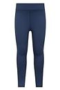 Mountain Warehouse Flick Flack Soft Touch Kids Leggings - Full Length Tights, Mid Rise Childrens Pants, Sweat Wicking Bottoms - for Gym, Yoga, Dance, Running Navy 5-6 Years