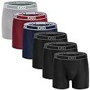 EKQ Mens Boxer Briefs Underwear 6 Pack Soft Bamboo Rayon Trunks Comfortable Stretch Men's Tagless Underwear with Fly