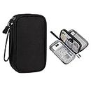 Electronic Accessories Organizer, Travel Cable Organizer Portable Waterproof Double Layer Travel Bag, Cable Organiser Bag for Data Cable, SD Card, Charger, Power Bank, Earphone (BLACK)
