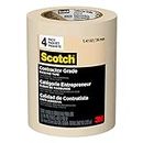 Scotch Contractor Grade Masking Tape, Tan, Tape for General Use, Multi-Surface Adhesive Tape, 1.41 Inches x 60.1 Yards, 4 Rolls