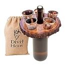 Divit Genuine Viking Drinking Horn Shot Set | Authentic Medieval Beer Drinking Horn | Horn Cup/Stein & Burlap Gift Sack Included (Horn Shot Set of 5)