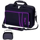 omarando Gaming Console Carrying Case,Compatible with PS5 or PS5 Slim,Travel Carrying Bag for Game Controller and Accessories,Included Controller Protective Box (Black-Purple)