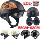 DOT Motorcycle Half Face Helmet With Sun Visor Adjustable Mopeds Scooter Helmet