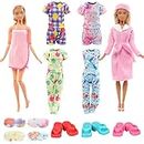 11 Pcs Doll Clothes and Accessories Including 4 Pajamas 1 Bathrobe 1 Bath Towel 2 Scarf and 3 Slippers for 11.5 inch Girl Doll