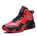 Voiv Casual Walking Work Cross Sneakers Men Shoes Basketball Shoes, Black/Red, 7
