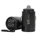 Walta Elite Panache 6 30W Car Charger With Dual Output, Super Fast Charging Compatiable With Samsung, Xiaomi, iphone, Macbook, ipad, Oppo, Vivo, Oneplus, Type -C/PD (Black)