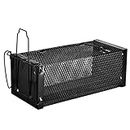 1 Door Humane Live Animal Cage Trap, Metal Mesh Material Mouse Traps for Rat, Mouse, Hamster, Gopher, Chipmunk, Weasel and Other Small Mouse (Black)