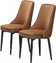 EMUR Modern Modern Dining Chairs Set of 2 Kitchen Dining Room Furniture Chairs PU Leather High Back Padded Soft Seat Carbon Steel Legs Dining Chairs (Color : Brown)