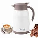 27 oz Coffee Carafe 304 Stainless Steel/Double Walled Vacuum Insulated Thermal Carafe with Press Button Top,12+ Hrs Heat Retention,for Keeping Hot Coffee,Tea,Beverage (White)