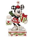 Enesco Disney Traditions - Statuetta di Minnie di Natale, con borsa e regalo