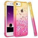 Ruky iPhone SE 2020 Case, iPhone SE 2022 Case for Girls, Glitter Flowing Liquid Bling Sparkle Soft TPU Bumper Girls Women Phone Case for iPhone 6 6S 7 8 & SE 2020 & SE 2022 4.7”, Gold Pink