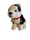 FAO Schwarz Black and White Wolf Blue Eyes 2021 10” Sitting Plush Toy Stuffed 