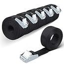 6 Pack Lashing Straps 6.5ft x 1" Tie Down Straps Up to 1500lbs,Heavy Dust Lashing Secure Strap Adjustable Cam Buckle Straps for Motorcycle, Cargo, Trucks,Trailer,Luggage Black