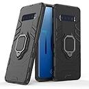 Glaslux Armor Shockproof Soft TPU and Hard PC Back Cover Case with Ring Holder for Samsung Galaxy S10 Plus - Armor Black