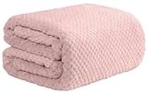 True Face Waffle Blanket Throw Over Sofa Bed Warm Fleece Faux Fur Pink 200 X 240cm