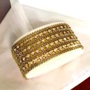 Vintage Bellezza Woven Rhinestone Bracelet Magnetic Closure Gold Color