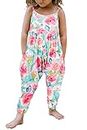 Yousie 3t 4t Girl Clothes Summer Floral Toddler Jumpsuit Strap Romper Outfit with Pocket