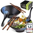 Perfectosan® | Set di ciotole ramen | Modello Osaka Stardust | Ceramica | Ciotola da zuppa giapponese | Pho | Ramenbowl | Bowl | Set di stoviglie giapponesi | Stoviglie asiatiche | Poke Bowls