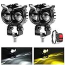 Mini Drive Owl Led Fog Light Projector Bar Light with White/Yellow Led DRL Light for Cars, Bikes, Scooty Metal Body with Turn On/Off Switch, Set of 2 Pcs