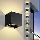 LED Wandlampe 12W Wandleuchte Innen Aussen Wasserdicht IP65 Außenlampe 3000K Warmweiß Schwarz Up und Down Außenleuchte mit Einstellbarer Lichtstrahl für Wohnzimmer, Treppe, Schlafzimmer, Garten