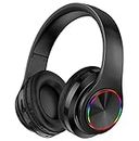 MUARRON Wireless Bluetooth Headphones, Colorful/Collapsible, High Battery Capacity/Built-in Microphone, Bluetooth 5.0/10M Range/Surround Stereo Earplugs (Black 2)