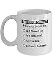 Funny Tech Support Checklist Helpdesk Hotline Coffee & Tea Gift Mug, Gifts for Men & Women Technical Support Engineer, Computer Geek or Nerd and Help Desk