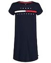 Tommy Hilfiger Girls' Short Sleeve Flag T-Shirt Dress, Relaxed Fit with Classic Logo Design & Crewneck, Navy Blazer, 6