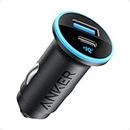 USB C Car Charger Adapter(52.5W), Anker 323 Compact Car Phone Charger with one 30W PowerIQ 3.0 Fast Charging Port for iPhone 14/13/12/11 Pro Max mini X Samsung Galaxy S23/22/21 iPad Pro Pixel and More