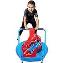 Marvel Spider-Man Trampoline for Kids, Indoor Mini Toddler Trampoline with Foam Handle Bar, Round Jumping Mat, Blue