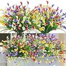 SOMYTING 8 Bundles Artificial Flowers Outdoors UV Resistant Faux Flowers Plastic Calla Lily Flowers Plants for Outside Hanging Planters Window Porch Home Garden Decoration (Mixed Color)