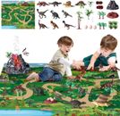 28 STCK. Dinosaurierfiguren Spielzeug für Kinder mit Aktivität Spielmatte Vulkan & Baum
