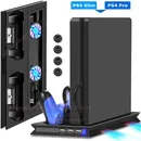 PS4 Pro Slim Console Vertical Stand 2 Controller Charger 2 Cooler Fan for Playstation 4 Slim Play